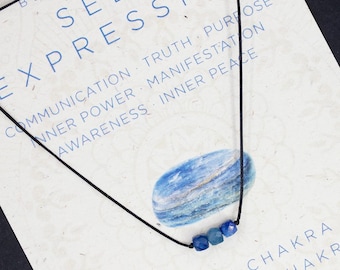 Blue Kyanite dainty choker. Throat Chakra jewelry. Spiritual gift for yoga teacher