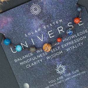Zonnestelsel armband/planeet armband/ruimte armband/sterrenstelsel armband/ruimte liefhebber cadeau/sieraden zonnestelsel/planeten/Jupiter/aarde/Saturnus/kraal