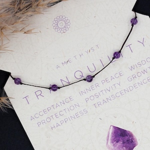 Amethyst Kristall Armband/Spiritueller Kristall Schmuck/Schutz/Yoga/Geschenk Idee Frauen/Mädchen/Frau/Mama/Perlen Armband/Amethyst Schmuck/Edelstein