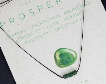 Green Jade Choker / Dainty Cord Gemstone Necklace / Heart Chakra / Spiritual Jewelry / Beaded Choker / Yoga