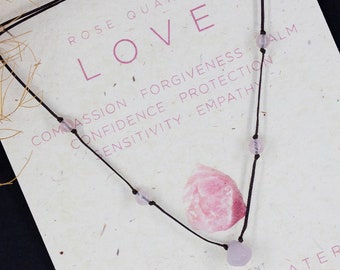 Rose Quartz dainty pendant necklace. A Heart Chakra love crystal, gift for women.