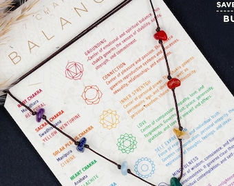 Collana di cristalli dei 7 chakra. Gioielli spirituali per lo yoga con cristalli grezzi per la meditazione e l'equilibrio.