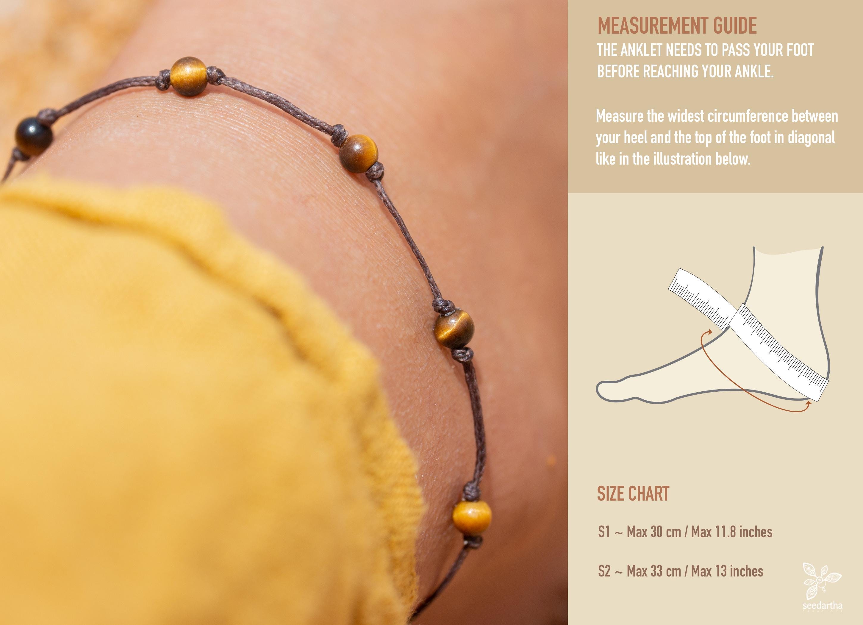 Tiger Eye Crystal Anklet/string Foot Bracelet/hippie Anklet/yoga