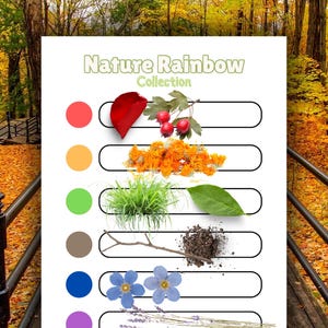 Actividad de búsqueda del tesoro del arcoíris en la naturaleza para niños