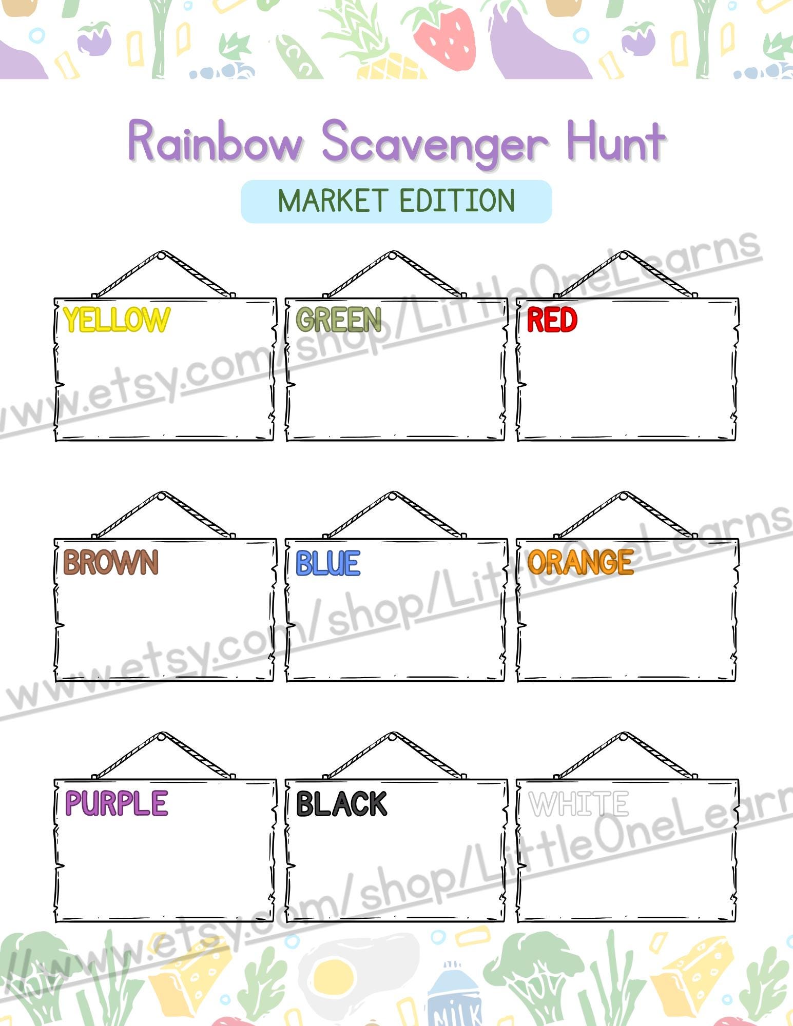 Kids Market Rainbow Scavenger Hunt Activity - Etsy