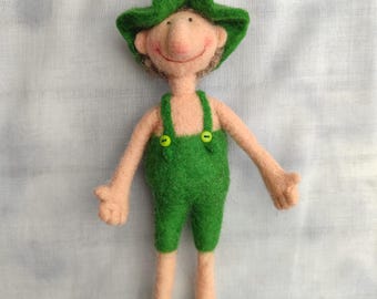 Giesbert, el simpático aficionado a la jardinería; una encantadora figura de fieltro hecha a mano, al estilo Waldorf.