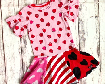 Size 4/5, Text Heart Love, Upcycled T-shirt Dress, ready to ship, Valentines, one of a kind
