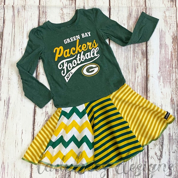 Size 5T, Upcycled Packers Dress, Ready to Ship, One of a kind