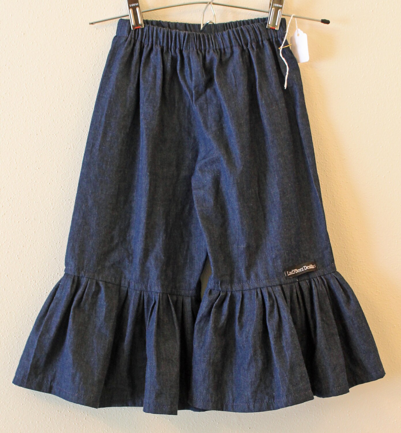 Girls Ruffle Pants Dark Denim Made From Viola Lee Pattern - Etsy