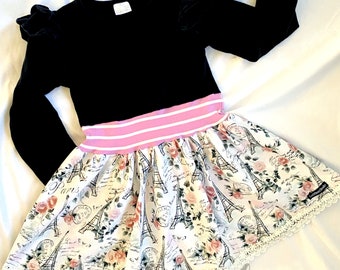 Size 4T, To Paris with Love, mixed fiber twirl dress, ready to ship