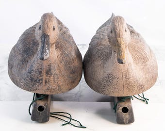 Vintage Flambeau Flote Duck Decoys Pair Plastic Hunting Decoys 17”