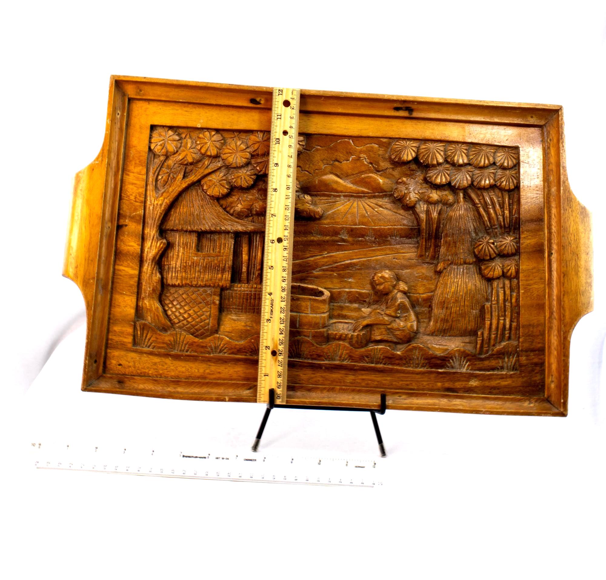 Vintage 1950-1960s N.C.O. Wives Club Hand-carved Tray — Clark Air