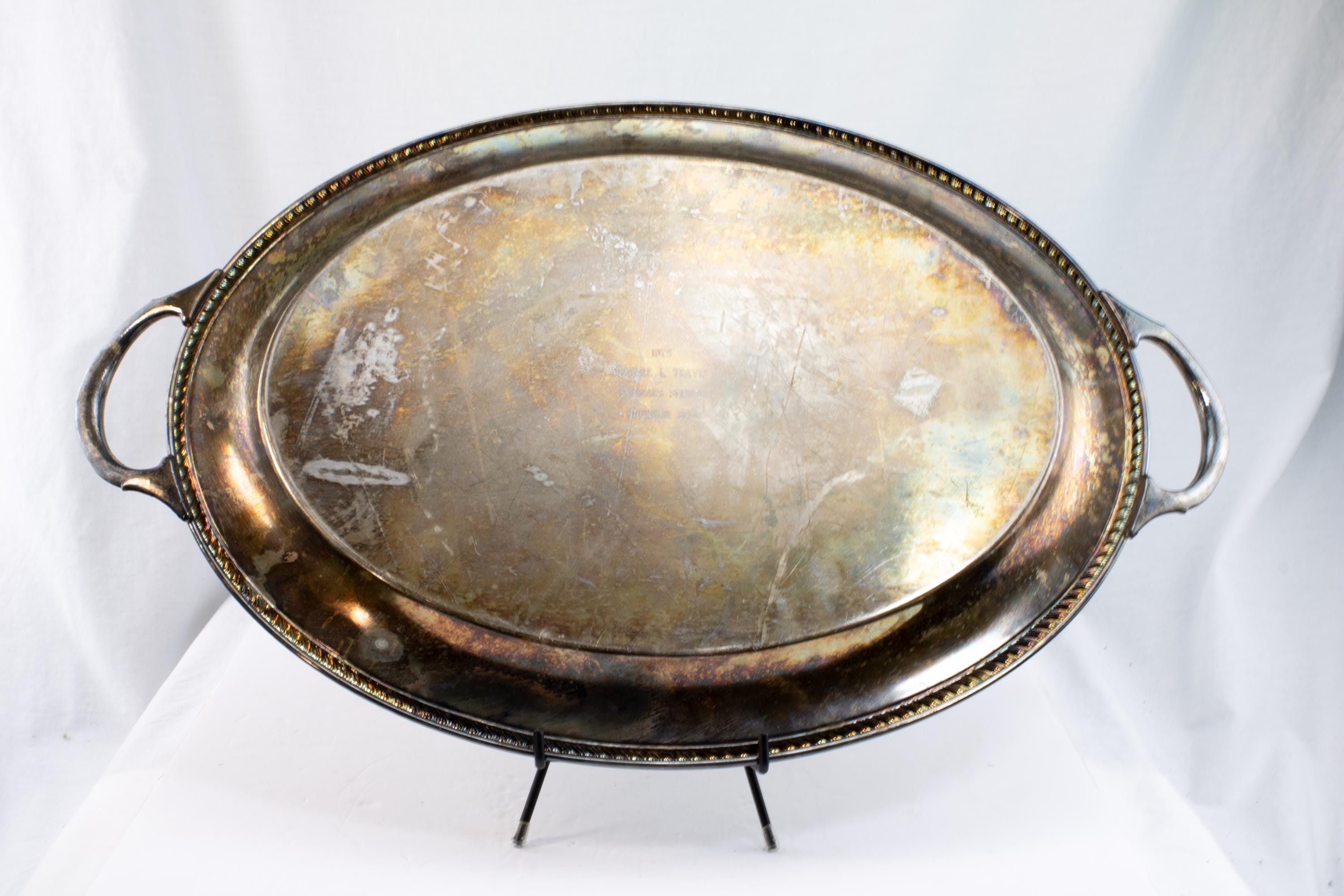 パティントン テーブル・ベル 【SILVER PLATE】 Vintage 1978 Mountain Bell Silverplate Tray – 30 Year Service