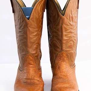 Cowboy Boots Men 9.5D Brown Western Leather Rustic Rodeo Country Americana Ranch Brown boots, timeless roots ? Classic never looked this  main image 2