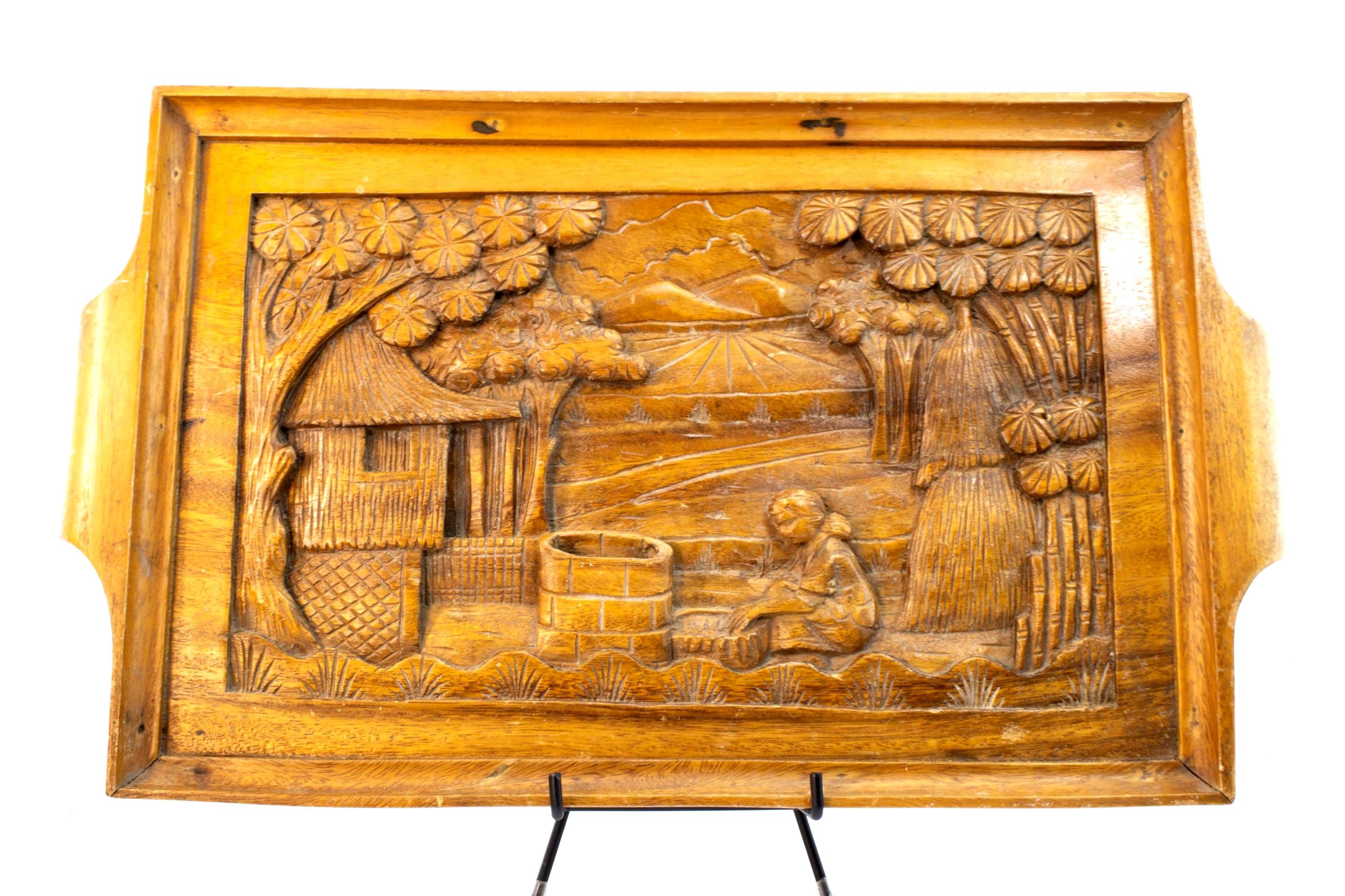 小物入れ vintage tray 1960 s Vintage 1950-1960s N.C.O. Wives Club Hand-carved Tray — Clark Air 小物入れ