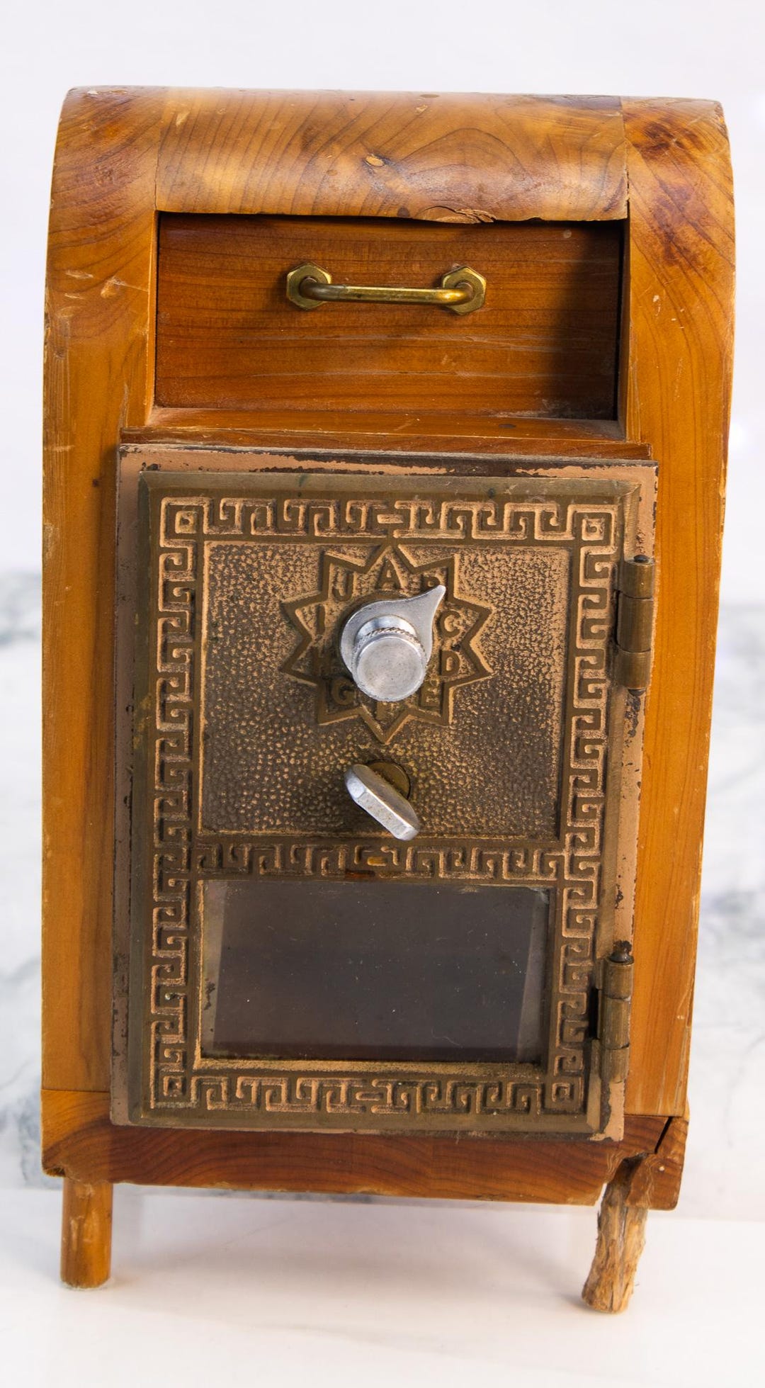 Vintage Wooden Mini Safe Box Rustic Cedar Lock Box Cabin Decor Metal ...