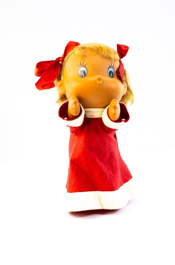 1970s Japanese Vinyl Doll in Red Dress (sekiguchi-style Unmarked
