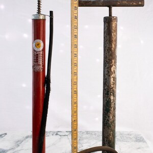 Vintage Bicycle Floor Pumps Set BikeXtras Red Pump Green Metal Pump Lot image 4