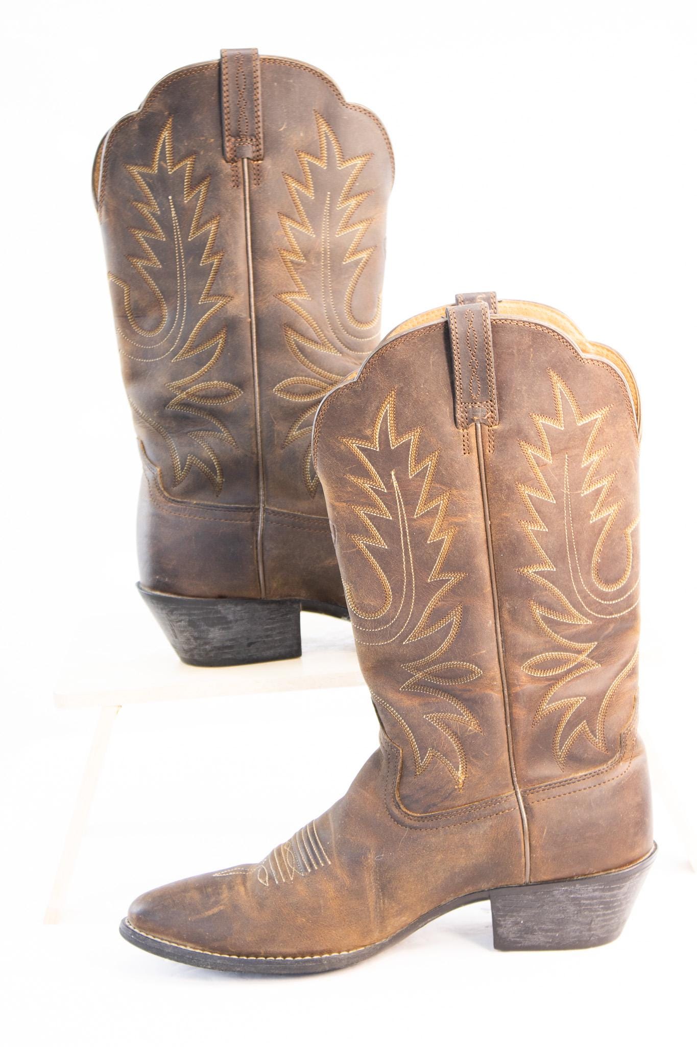 Bottes Cowboy Country Western Santiags pour homme fabriquées à la main en cuir huilé marron Terra 2567