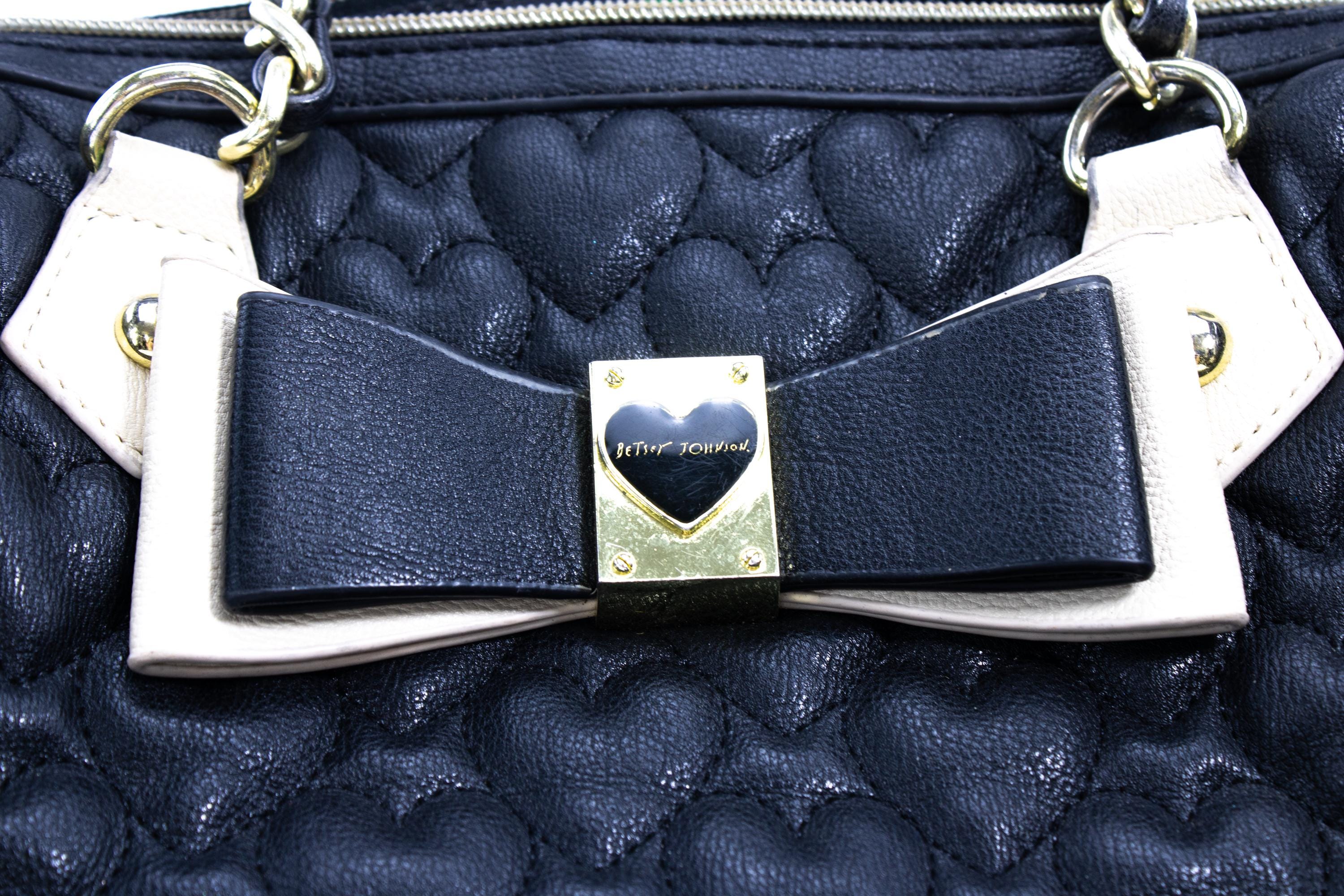 Betsey Johnson Black Heart Quilted Satchel: Punk Sweetheart 