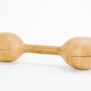Antique Turned Wood Dumbbell | Primitive Folk Gym Decor | Rustic Farmhouse Shelf Accent