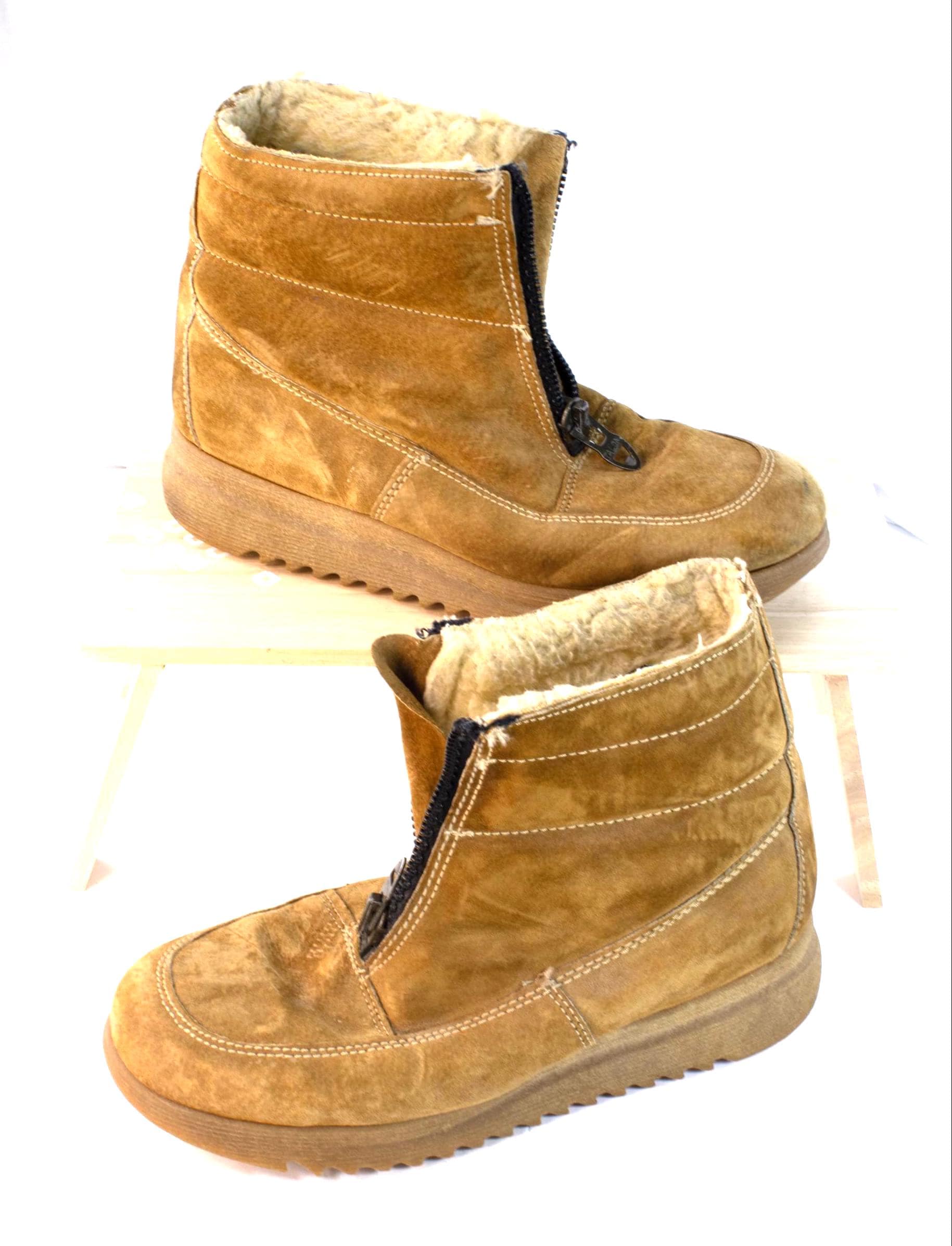 Men’s Hush Puppies Brown Fleece Lined Leather Boots Size 10.5 Wide Hush Puppies Leather Upper Brown Boots for Men for Sale  main image 3