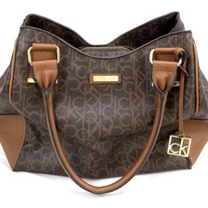 Calvin Klein Signature Tote Bag – Large Brown CK Monogram Purse