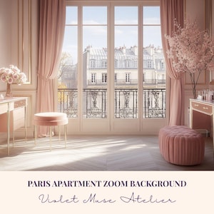 Paris Apartment Zoom Background: Elegant Makeup Atelier Virtual Backdrop (Instant Download)