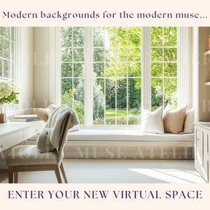 Airy Garden Office Zoom Background, Bright Summer Virtual Backdrop for Video Calls, Pretty Digital Workspace, Digital Download