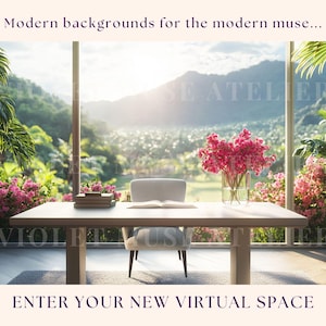 Tropical Garden View Office Zoom Background (Digital Download)