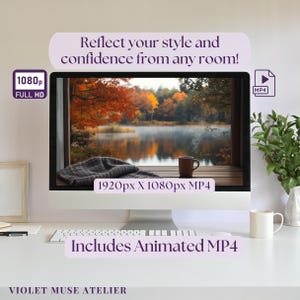 Animated Fall Cabin Zoom Background: Lake View Window Video Animation ...