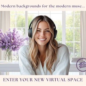 Elegant Home Office Zoom Background: Tranquil Spring Lilac Garden View Virtual Backdrop (Instant Download) image 7