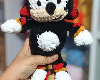 Black Sonic Crochet Doll – Handmade Amigurumi  Sonic Plush – Soft & Cuddly Character Toy
