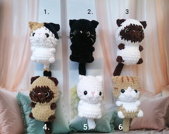 Peluche gatto all&#39;uncinetto, Floofcat, morbido animale di peluche paffuto, gattino all&#39;uncinetto, gatto personalizzato, gatto bianco e nero, calico, soriano, gatto siamese