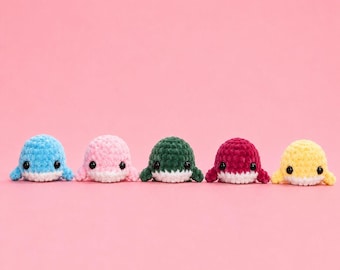 Handmade Crochet Whale Plushie | Amigurumi Phone Charm (100% Polyester)