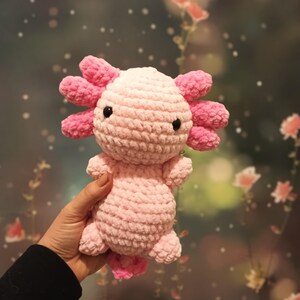Gehäkelter Axolotl, Pinkes Axolotl Stofftier, Axolotl Plüschtier, gehäkelter Axolotl Plüsch