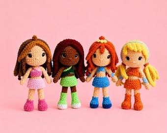 Handmade Velvet Crochet Stella Doll, Winx Club Fairy Plush