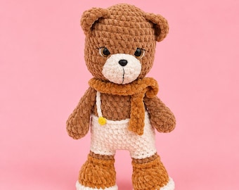 Handmade Crochet Teddy Bear, Soft Amigurumi Toy, Nursery Gift