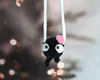 Soot Sprite Amigurumi Car Mirror Hanger | Crochet Soot Ball Plush Toy Accessory