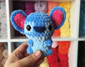 Handmade Crochet Stitch Plushie: Lilo and Stitch Keychain