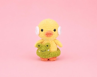 Crochet Duck Amigurumi, Dudu in Hat, Stuffed Animal