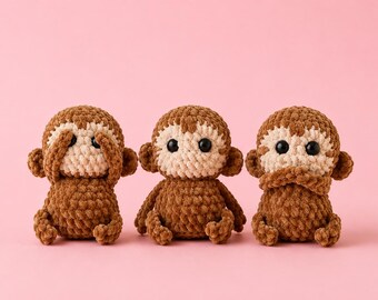 Crochet Monkey Ornament, See No Evil Decor