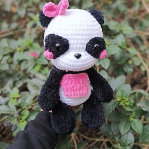 Panda Plush  - Cute Crochet Bear Gift for Boys & Girls - plushie panda