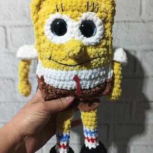 SpongeBob Crochet, Baby SpongeBob Stuffed Toy Amigurumi, Cute Smiling SpongeBob, Plush Cartoon Character, Poppy Baby SpongeBob