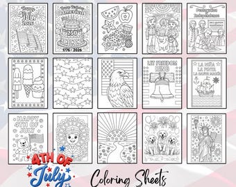 4th of Jul Ausmalbilder - 25 Vaterländische Aktivitäten für Kinder (Digitaler Download)