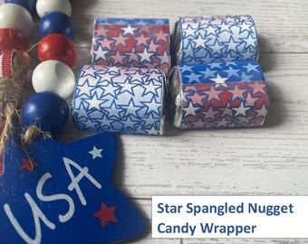 4th of July Candy Wrappers: Red White Blue Star Design (PDF Download
