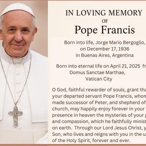 Tarjeta de oración por el Papa Francisco - Descarga instantánea