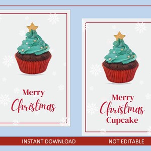 Frohe Weihnachten Cupcake Karte, Bäcker Weihnachtskarte, Arcane Cupcake Weihnachtskarte, Weihnachtsbaum Cupcake Urlaub Weihnachtsgruß