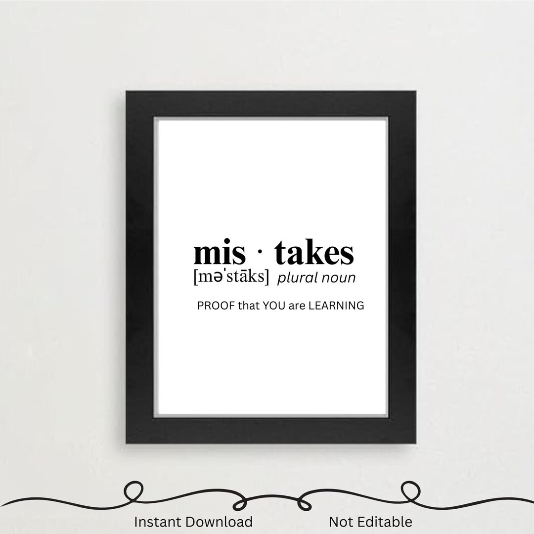Mistake Definition Print: Minimalist Classroom Decor (digital Download ...