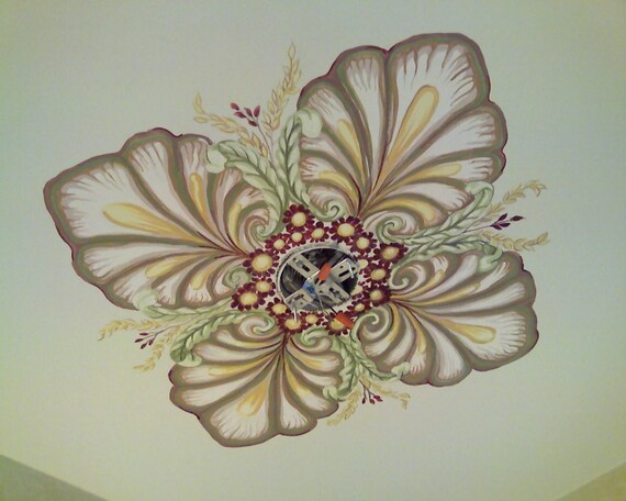 Hand Painted Ceiling Medallion Home Decor Match Wallpaper Window Treatments Rugs
